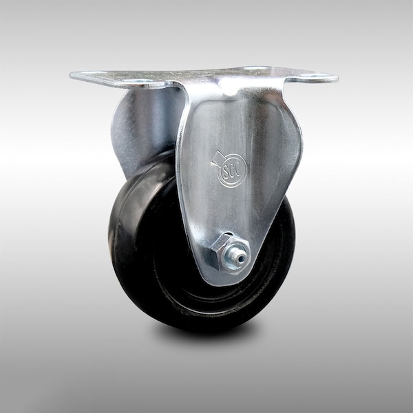 3 Inch SS Hard Rubber Wheel Rigid Top Plate Caster